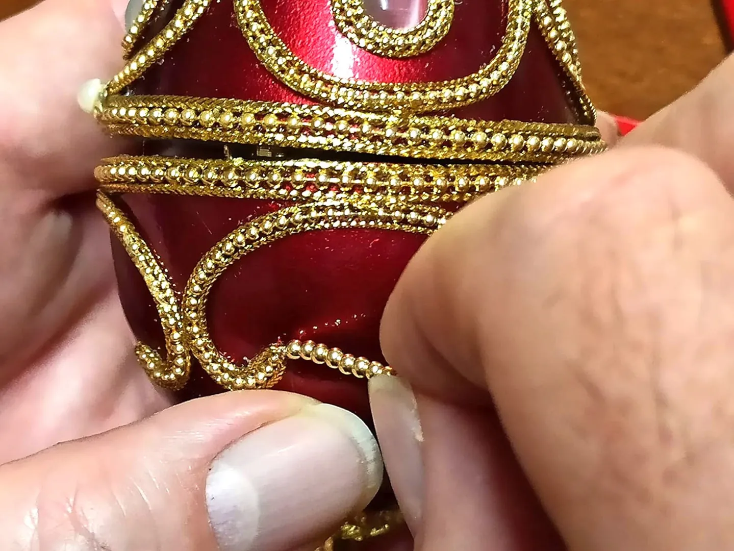 2014 Valentine's Day Trinket Box Faberge Egg Gold Faberge Necklace Faberge Egg Jewelry Set Valentine's Day Gift for Her 10th Anniversary Gift
