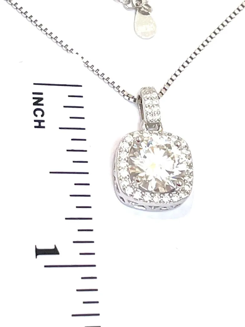 2.25ct Certified Square Diamond Necklace Pendant 2 Carat Diamond Stud Earrings Diamond Bridal Diamond Set Silver 18k Gold Diamond Jewelry