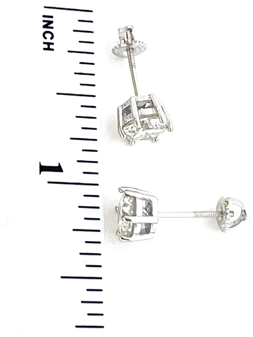 2.25ct Certified Square Diamond Necklace Pendant 2 Carat Diamond Stud Earrings Diamond Bridal Diamond Set Silver 18k Gold Diamond Jewelry