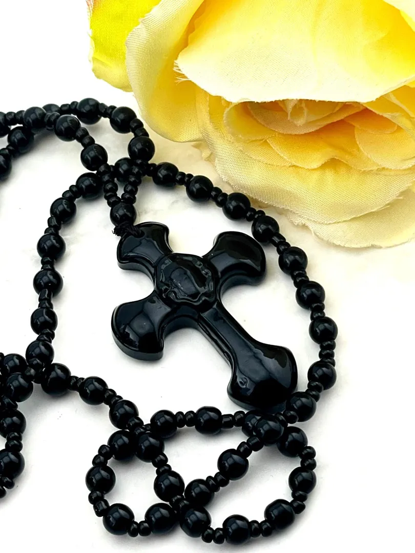 Rosary Cross Necklace Gemstone Rosary Christian Natural Gemstone Rosaries Religious Gift Prayer Necklace Christian Gift HANDMADE Gem Jewelry