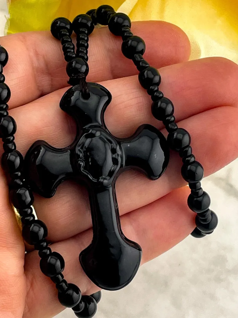 Rosary Cross Necklace Gemstone Rosary Christian Natural Gemstone Rosaries Religious Gift Prayer Necklace Christian Gift HANDMADE Gem Jewelry
