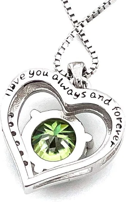 Heart Emerald Diamond Necklace, 18K White Gold Silver Emerald Wedding Pendant, Emerald Pendant for Women, May Birthstone, Emerald Necklace.