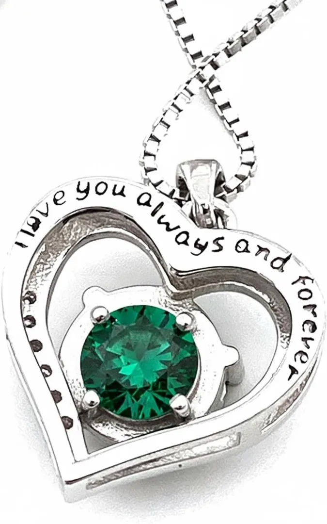 Natural 2 carat Emerald Heart Diamond Necklace, Emerald Heart Pendant, Handmade Fine Jewelry, Emerald Wedding Anniversary May Birthstone