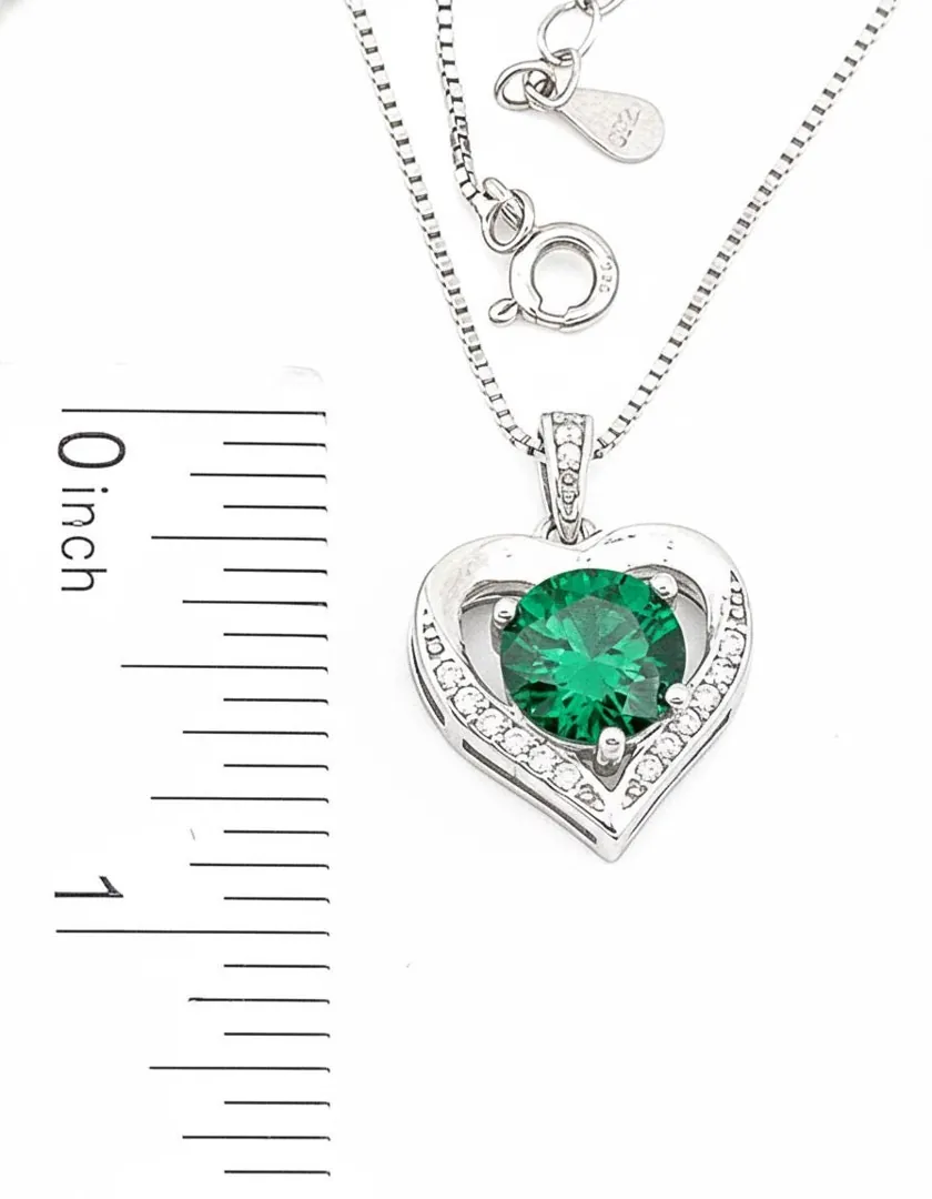 Natural 2 carat Emerald Heart Diamond Necklace, Emerald Heart Pendant, Handmade Fine Jewelry, Emerald Wedding Anniversary May Birthstone