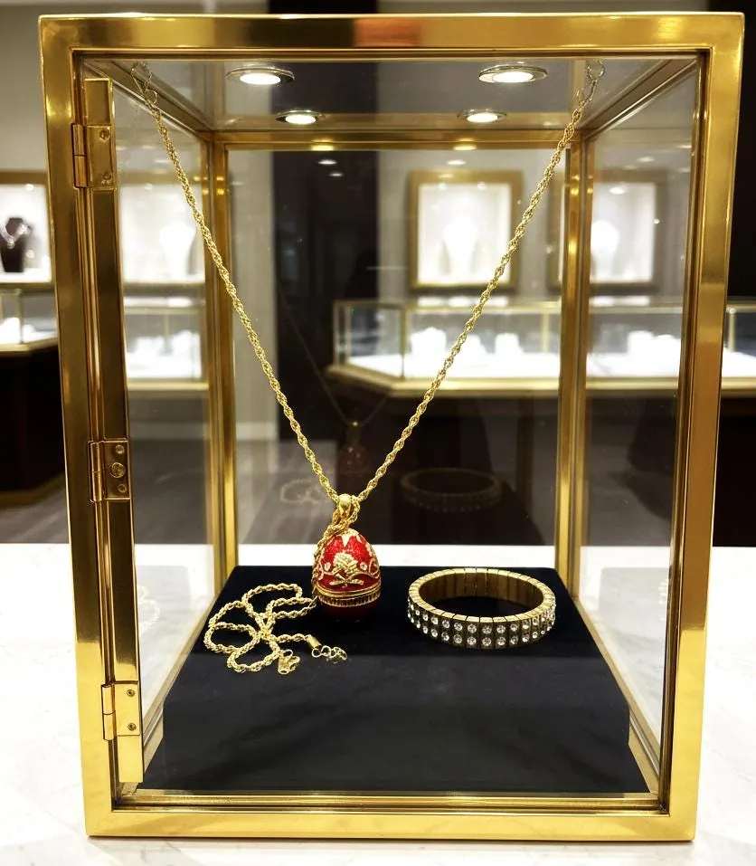 Pierre Lorren Red Faberge Egg Necklace Pendant Bracelet - Faberge Style Egg - Wedding Jewelry Gift Fabergé Eggs Handmade 24k Gold Swarovski