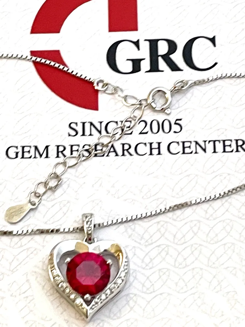 2 ct Diamond Necklace Heart NATURAL RUBY Pendant Gold Love Heart Necklace for women Valentines Birthday gift for her Designer Pierre Lorren