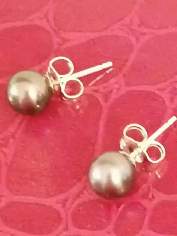 Tahitian AKOYA Real Pearl stud earrings 18k Solid yellow GOLD Japanese South sea Akoya AAA Black Pearl Stud Earring gift for her anniversary 