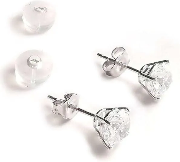 Round Diamond Stud Earrings for Women, Push Back Earrings, 18k Gold Diamond Studs, Gifts for Mother, Wife, Daughter, Comfort Fit.
