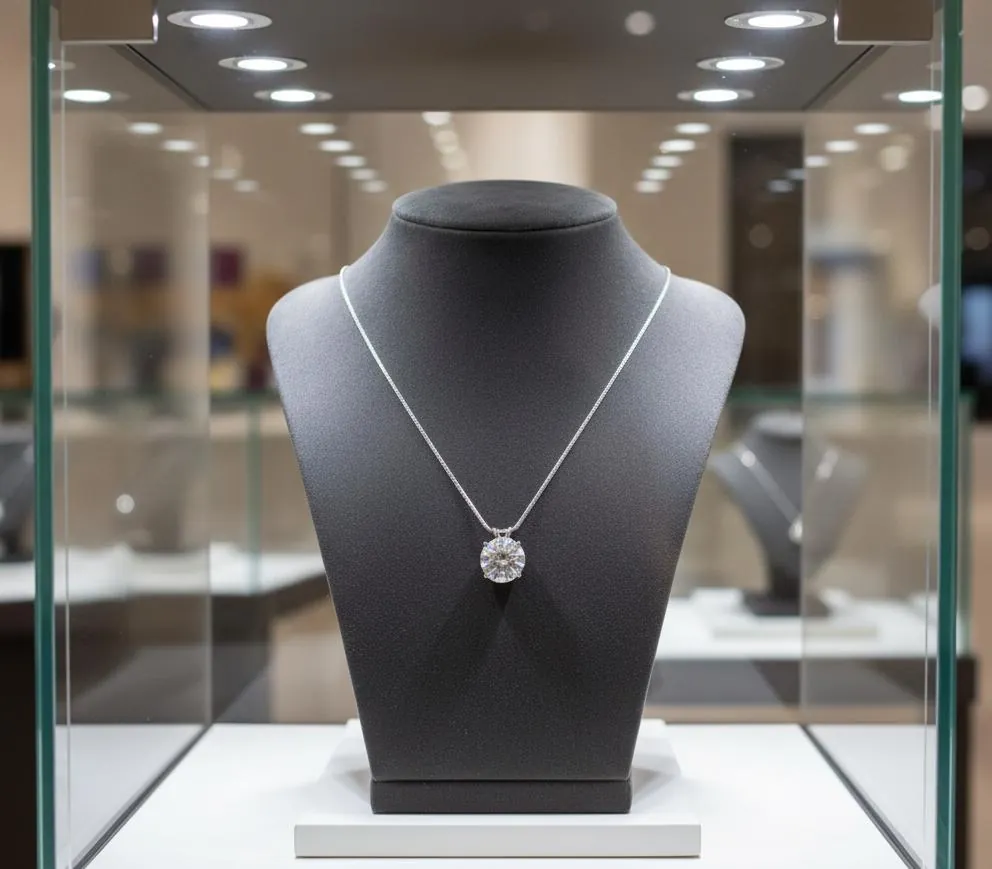 1.5ct Diamond Necklace Solid 18K White Gold Solitaire Diamond Pendant Handmade Fine Jewelry