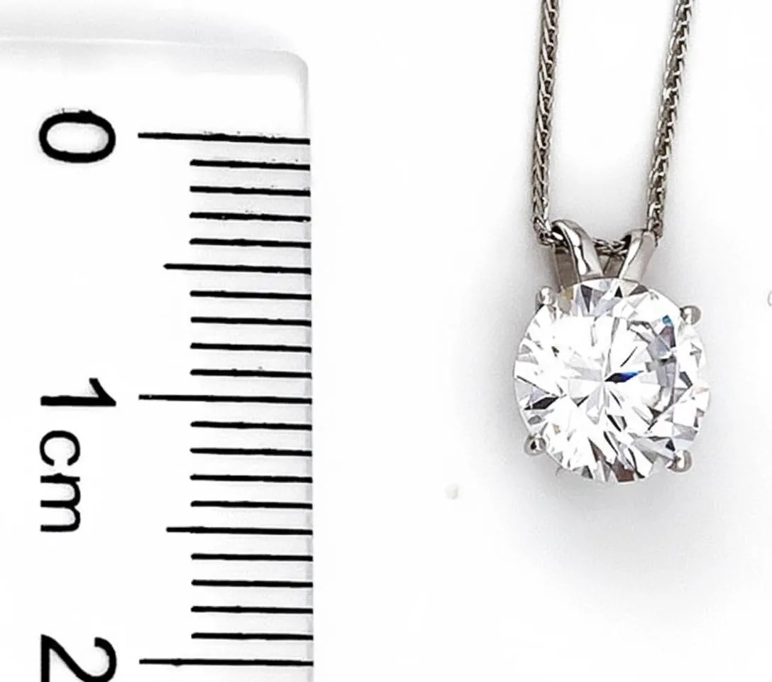 1.5ct Diamond Necklace Solid 18K White Gold Solitaire Diamond Pendant Handmade Fine Jewelry