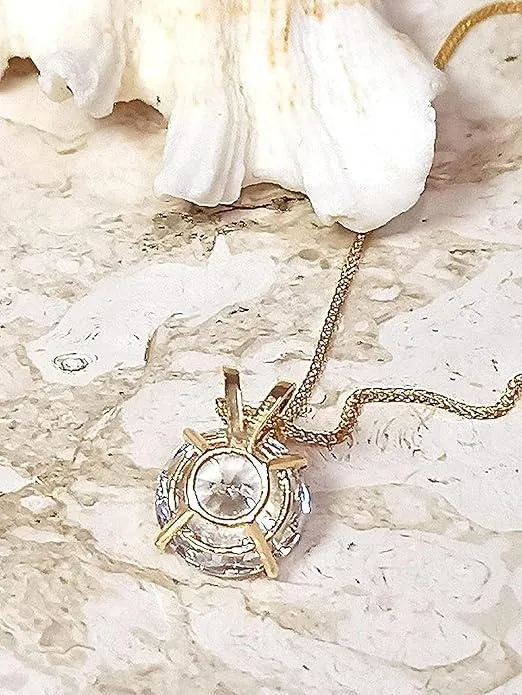 1.5 Ct Round Diamond Pendant Solitaire Gold Necklace 18k Solid Gold Handmade Fine Jewelry for Women