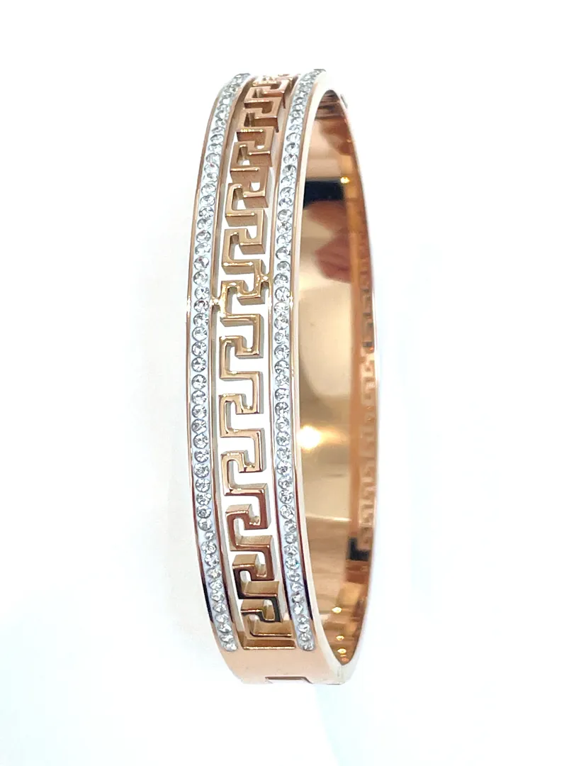 10mm Rose Gold Meander Bracelet Greek Key Jewelry Bangle Bracelet Ancient Greek Key Bracelet Greek Jewelry Her Graduation SUCCESS INFINITY