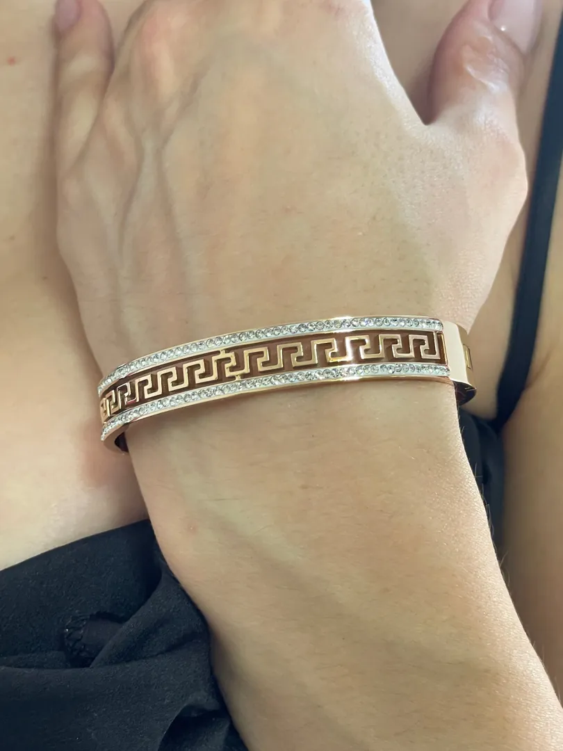 10mm Rose Gold Meander Bracelet Greek Key Jewelry Bangle Bracelet Ancient Greek Key Bracelet Greek Jewelry Her Graduation SUCCESS INFINITY