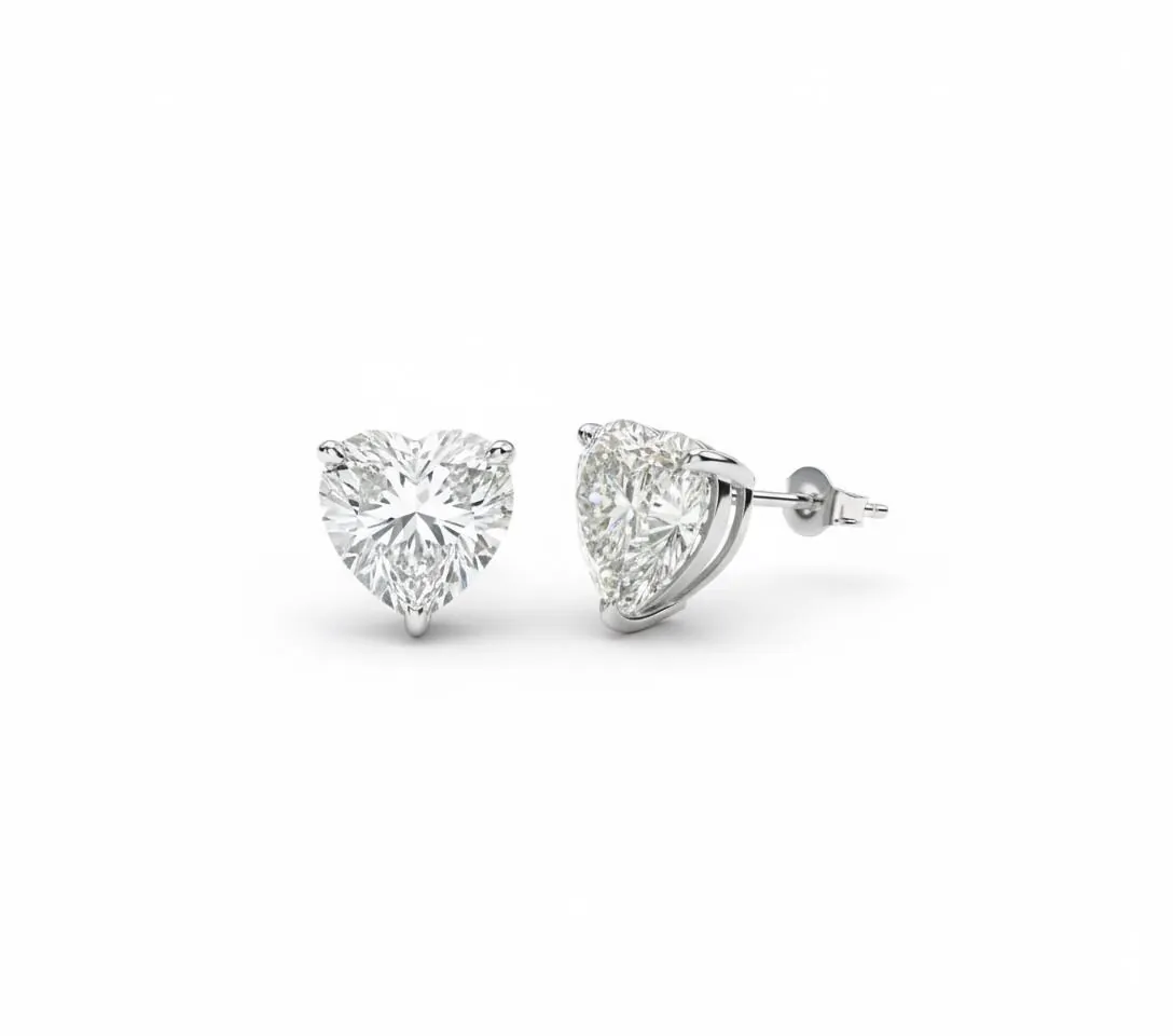 2ct Diamond Heart Earrings Solid 18k White Gold by Pierre Lorren