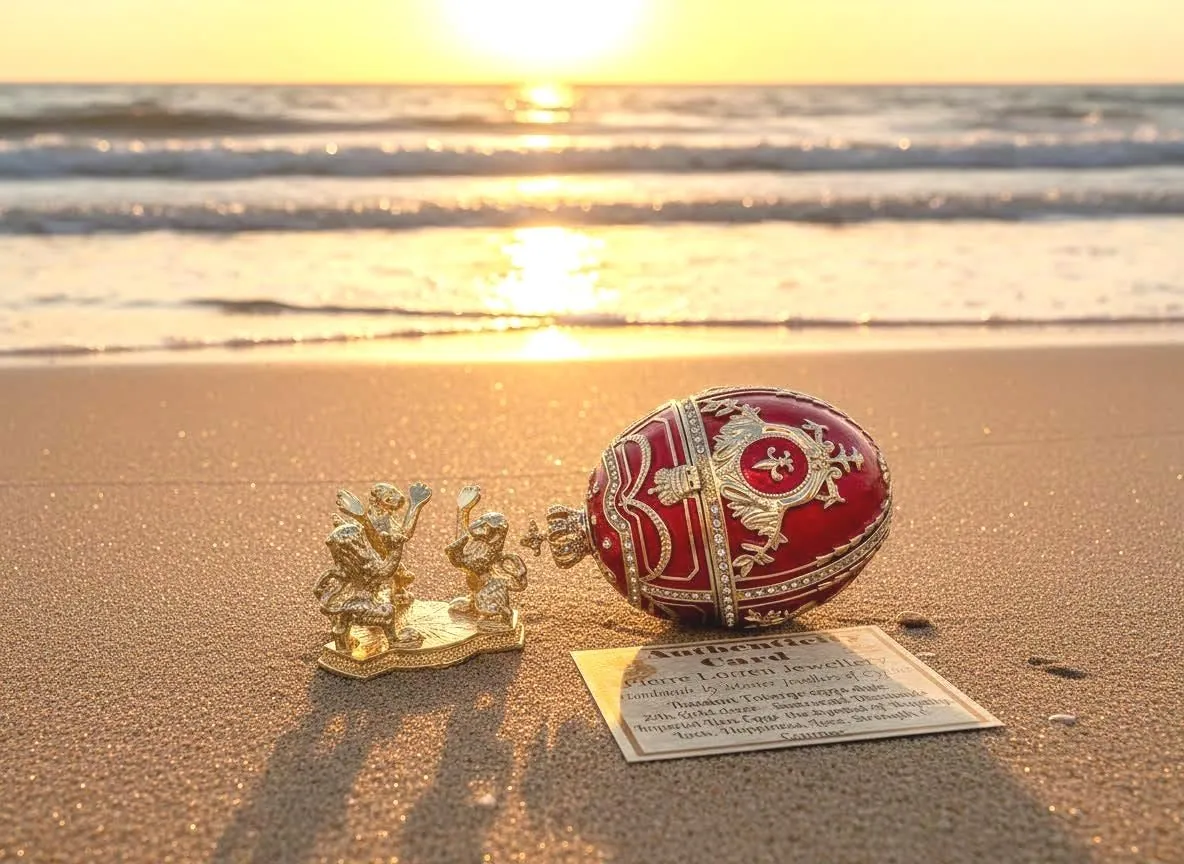IMPERIAL Red Fabergé Egg Style Collectors Egg - Faberge Trinket Box • 24k Gold • 300 Swarovski • Handmade by Pierre Lorren