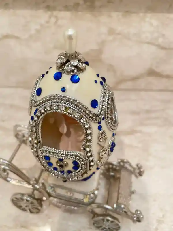 Designer Gifts ONE Of a KIND Faberge-Style Egg Music, Sapphire Gem HANDCARVED Natural Egg , Daughter Wedding Gift From Dad, Wedding Proposal Box 