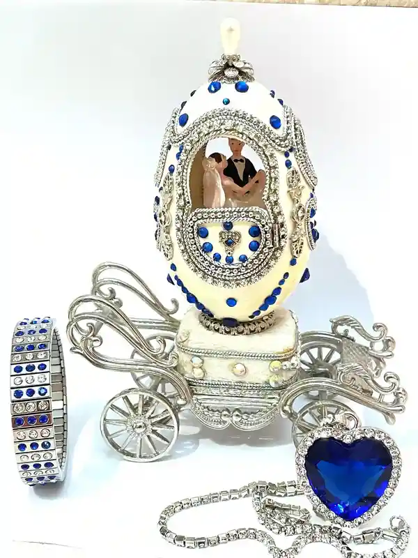 Designer Gifts ONE Of a KIND Faberge-Style Egg Music, Sapphire Gem HANDCARVED Natural Egg , Daughter Wedding Gift From Dad, Wedding Proposal Box 