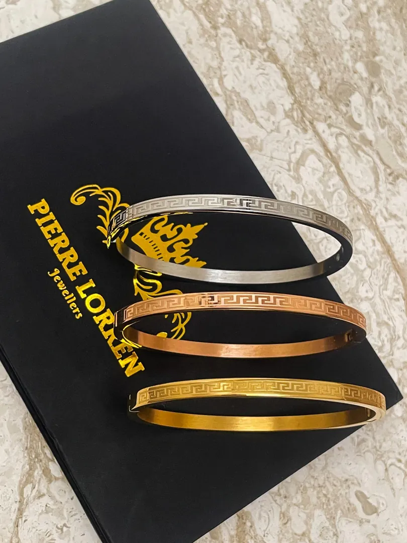Handmade 3 Greek Key Bangle Set: 18k Gold Silver Meander Bracelets Infinity Bracelet - Unique Gifts for Women