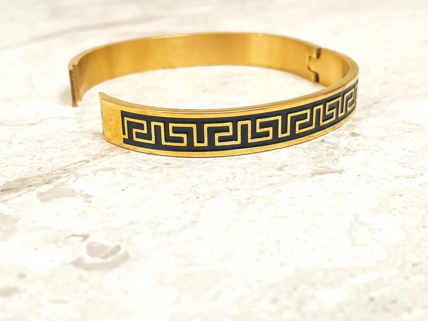 Made in Greece Greek Key Bracelet Bangle Handmade Meander Jewelry gift ideas 18k Gold