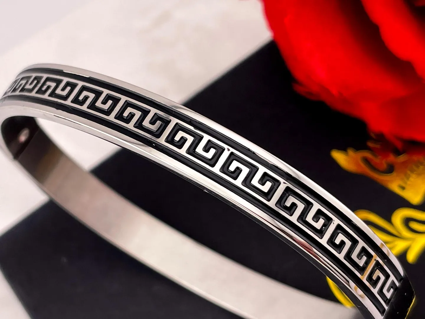 18kt Greek Key Meander Jewelry Silver Meander Bracelets 18k Gold Vermeil HANDMADE Bangle Symbolic Gift for Success & Eternity Pierre Lorren