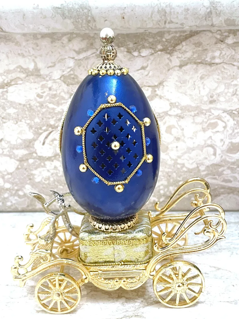 Catherine Princess Kate Faberge Egg Music Box Royal Inspired Blue Faberge Style Egg CERTIFIED Sapphire Diamond Necklace Vintage 2011 Gift.
