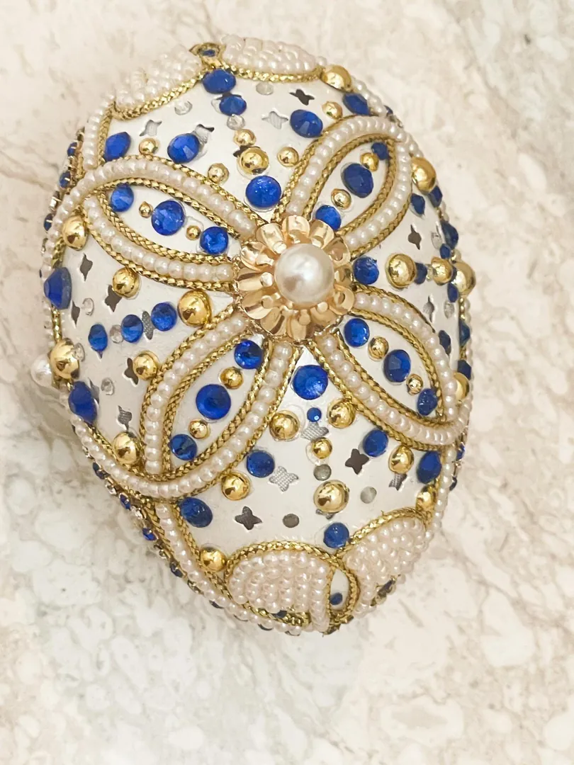2011 Kate Middleton Fabergé Egg Sapphire Egg Fabergé Egg Music Box PLUS NATURAL Sapphire Diamond Pendant Something Blue Bride Gift HANDMADE