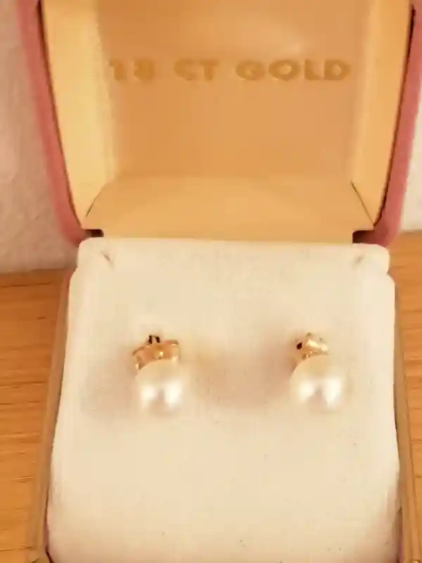 Natural White AKOYA AAA 18kt Solid GOLD South Sea Pearl stud Earrings Gift Japanese Pearls Akoya Bridal Shower Wedding Jewelry for her Wife 
