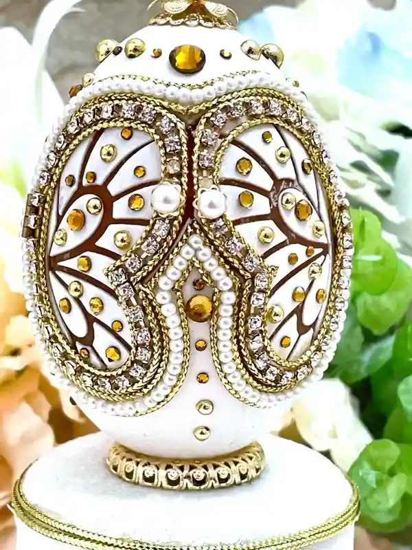 Faberge style Luxury Jewelry Box 24k GOLD CITRINE Gift for Her HANDMADE Natural Egg Faberge egg Ornament Ballerina Lover Faberge egg Music 