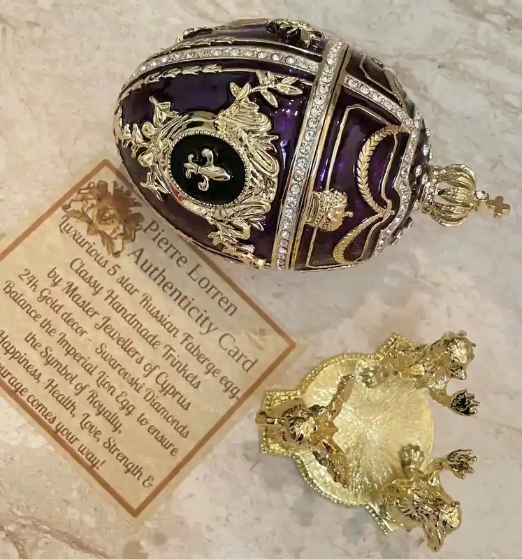 Exquisite 5* Faberge egg style Enamel Egg Graduation gift for Son Faberge egg Special Keepsake Grad gift for men 24k Birthday present 5ct 