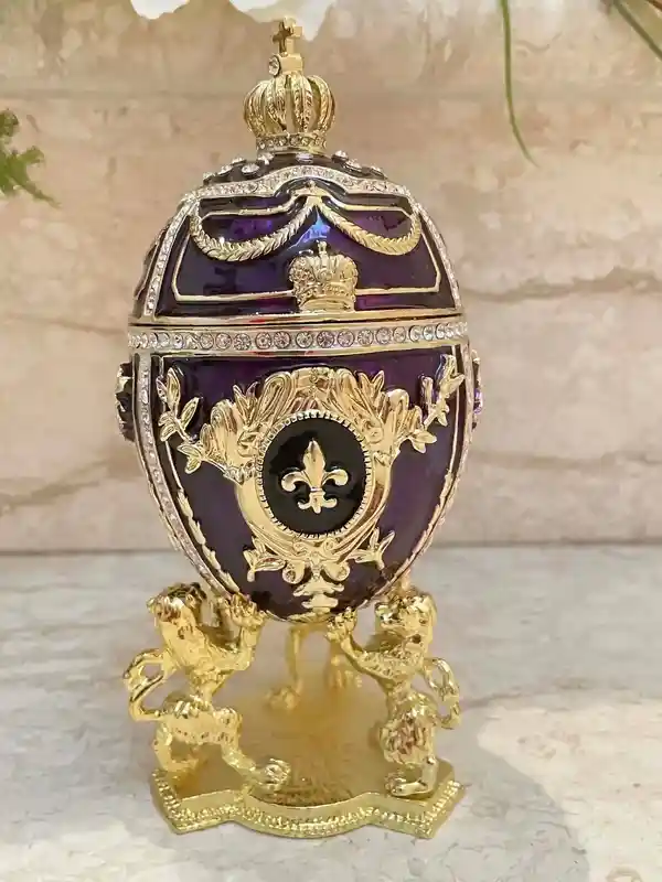Exquisite 5* Faberge egg style Enamel Egg Graduation gift for Son Faberge egg Special Keepsake Grad gift for men 24k Birthday present 5ct 