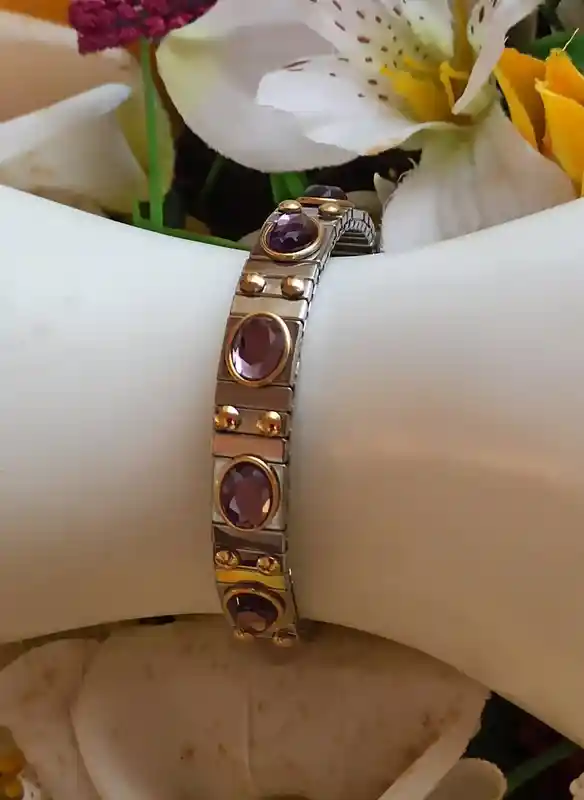 AMETHYST Silver Bracelet Bangle/Amethyst Jewelry /February Birthstone Bracelet/Swarovski Amethyst GEMSTONE Bracelet Gifts for Women HANDMADE 