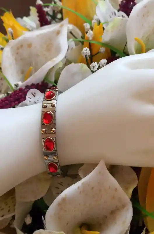 Valentine Bangle Bracelet RUBY Silver Bracelet Jewelry Gift Wife Mum Bridal July Birthstone/ New Mom Present SWAROVSKI Jewelry Gem HANDMADE 