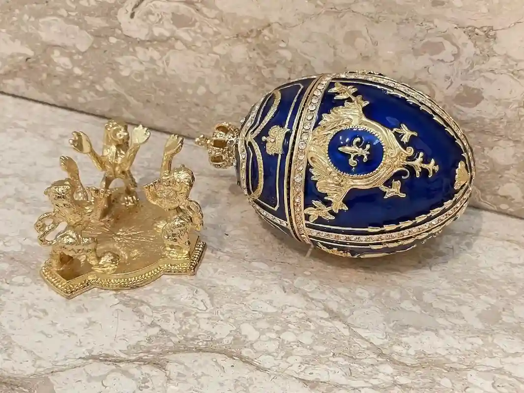 Faberge Egg Trinket Faberge Egg Ornaments Fabrege Egg Faberge style egg Gift for Her Carl Faberge PLUS Her HANDMADE Silver Diamond Necklace 