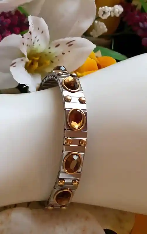 Brown Tourmaline Jewellery/SWAROVSKI Crystal Bracelet/Silver Crystal Bracelet/GEMSTONE Bracelets for women/Bangle Braclet cuff HANDMADE gift 