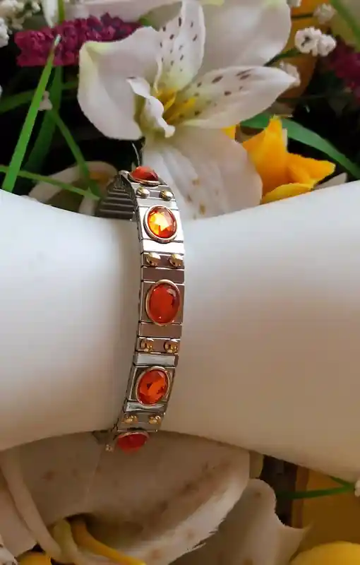 SWAROVSKI Crystal bracelet gift for her/ Orange CRYSTAL bracelet /Gemstone bracelet/Stacking Bracelets for women/Minimalist Jewelry Handmade 