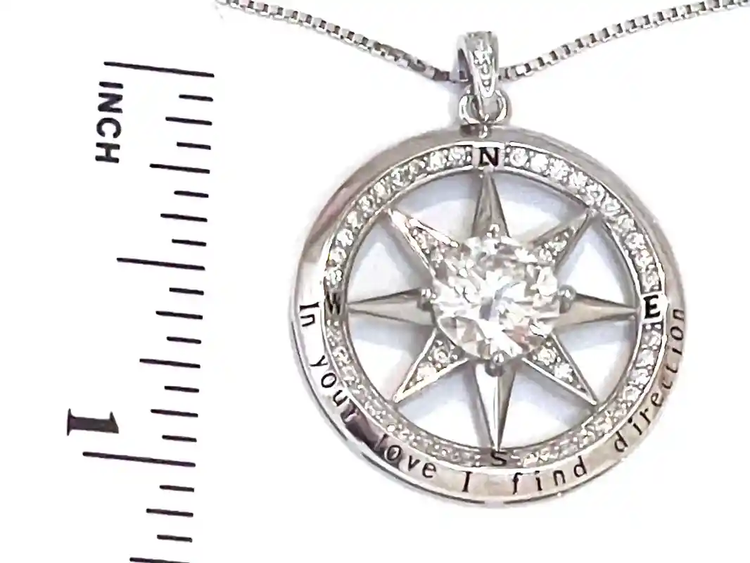 3.5ct Diamond Compass Jewelry 60th Anniversary Diamond Compass Pendant April Birth Diamond Compass Necklace Romantic Sentimental Wife gift 