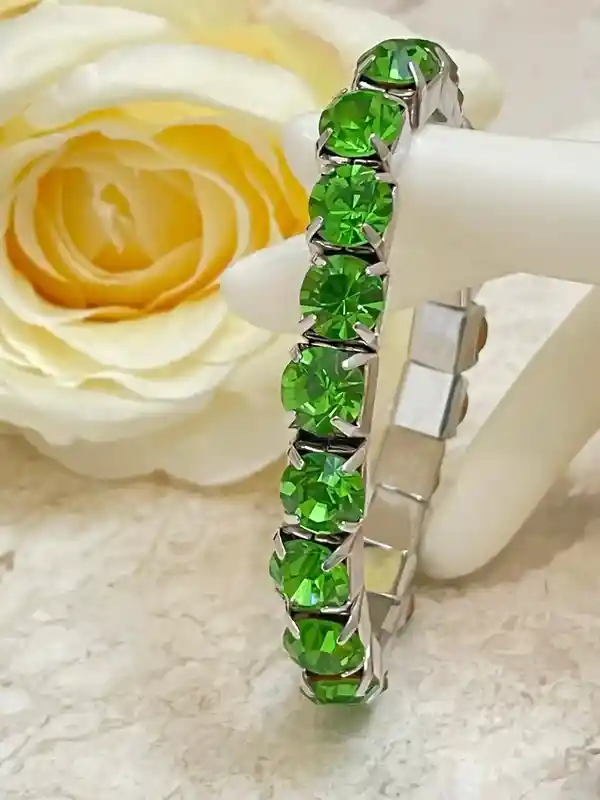 Peridot Bracelet Tennis Bracelet, Silver Peridot August Birthstone Silver Bracelet Peridot Jewelry Birthday Bracelet Engagement gift for her 