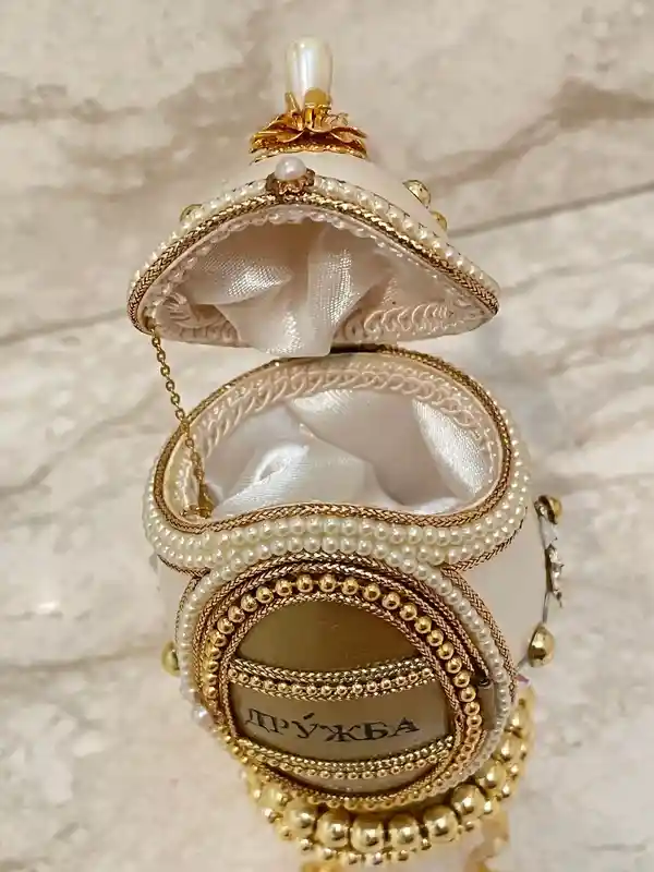 ONE Of A KIND Faberge Egg Jewelry Box Daughter Wedding Day Gifts Collectible Item Swarovski Handset Faberge Egg style Natural HANDCARVED Egg 