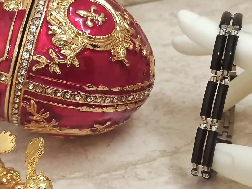 Easter day presents for Son Men Easter gift Daddy Brother Lion Ornament FABERGE egg Trinket 24k GOLD 4CT Swarovski DIAMOND & Silver Bracelet 