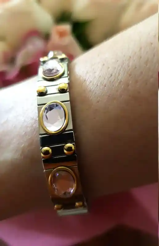 Champagne Pink bracelet bangle SILVER birthstone braclet/October birth stacking bangle bracelet Swarovski Jewellery Pink 24kt GOLD Handmade 