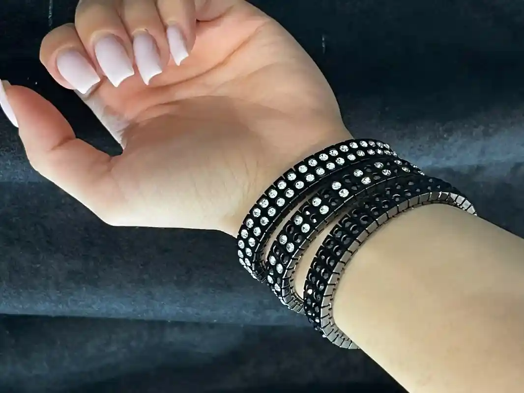 Gunmetal SWAROVSKI Bracelet for women Birthday Jewelry gift for her 4ct HANDMADE DIAMOND Glamorous Jewelry Elegant bracelet for girlfriend 