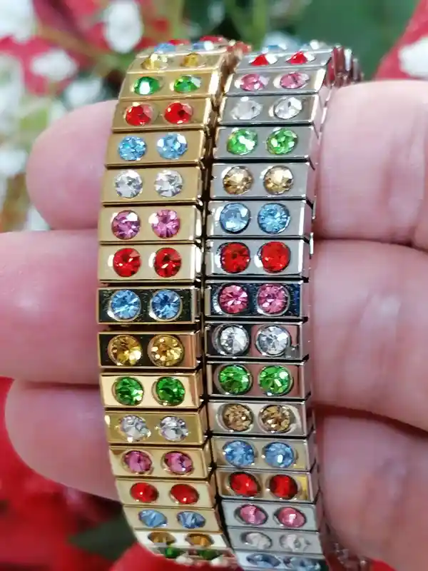 Multi Gemstone bracelet Rainbow Jewelry 24k GOLD plated and Silver bangle bracelet/Rainbow Multi Gem Crystal Bracelet Colorful Handmade gift 