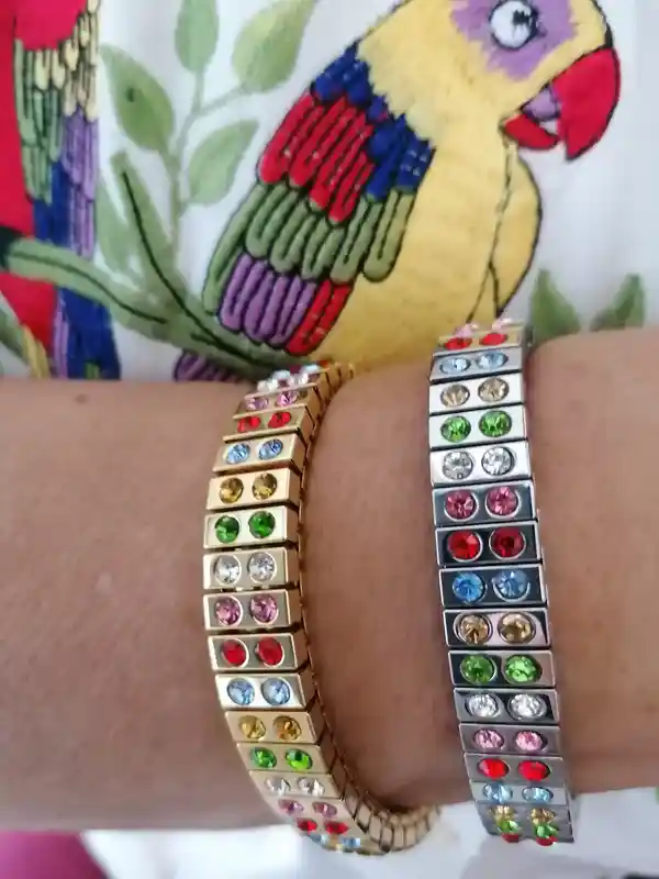 Multi Gemstone bracelet Rainbow Jewelry 24k GOLD plated and Silver bangle bracelet/Rainbow Multi Gem Crystal Bracelet Colorful Handmade gift 