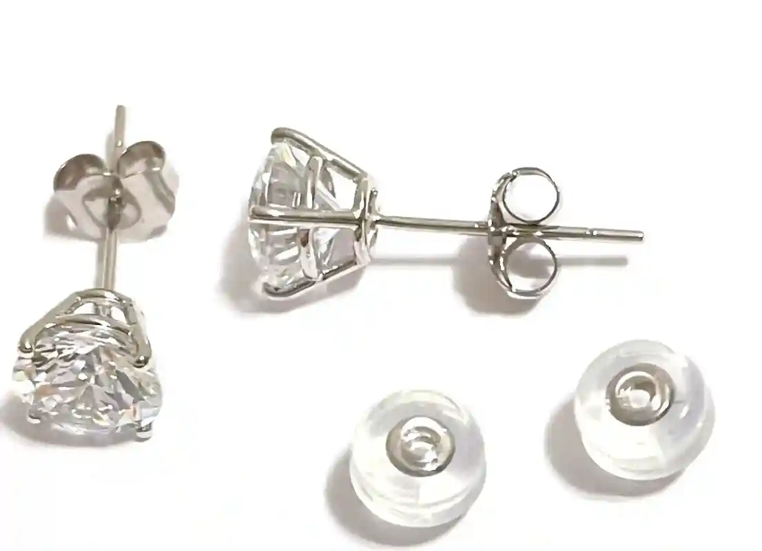 2ctw Earrings 18k Solid Gold Diamond Solitaire Earrings - HANDMADE Fine Jewelry - White Gold Diamond Earrings 6.5mm Solitaire - Gift for her 