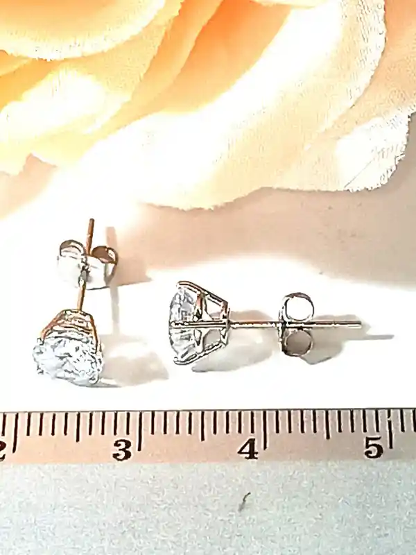 2ctw Earrings 18k Solid Gold Diamond Solitaire Earrings - HANDMADE Fine Jewelry - White Gold Diamond Earrings 6.5mm Solitaire - Gift for her 