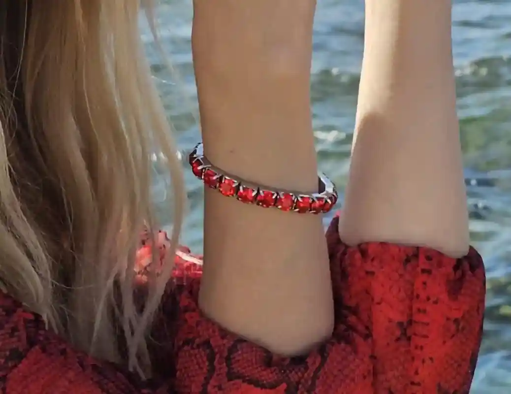 Silver Ruby bracelet Tennis Bracelet RUBY Gemstone Bracelet January Birthstone Ruby Jewelry Birthday gift for her Handmade Christmas Wedding 