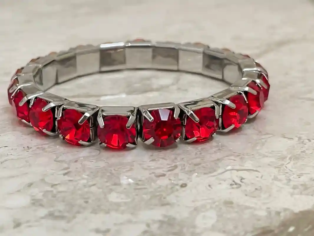 Silver Ruby bracelet Tennis Bracelet RUBY Gemstone Bracelet January Birthstone Ruby Jewelry Birthday gift for her Handmade Christmas Wedding 