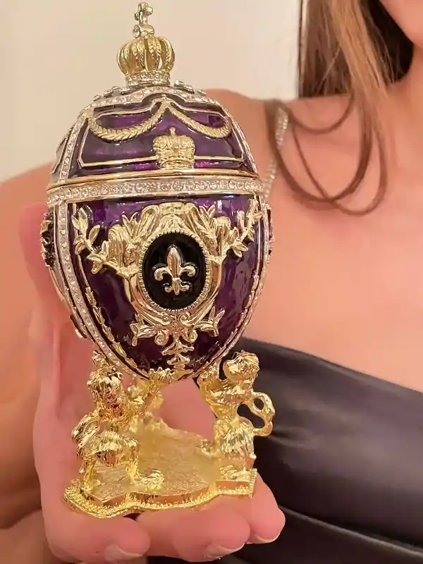 5* Designer Birthstone Amethyst Faberge Egg style Fabrege Egg 300 Swarovskis HANDSET Faberge Birthstone Birthday gift for women 24k HANDMADE 