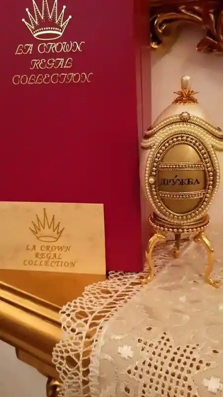 Vintage Natuaral egg Faberge egg style jewelry box/ Faberge style frame Russian Music box gift for her/ Friendship gifts for her Faberge egg 