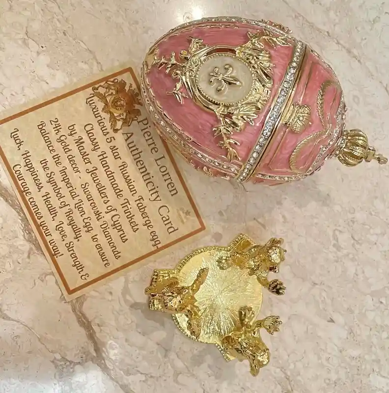 Topaz Pink Faberge style egg Austrian Crystal HANDSET Faberge Egg 24kGOLD Easter egg HANDMADE Decorative box Birthday Gift for her Birthday 